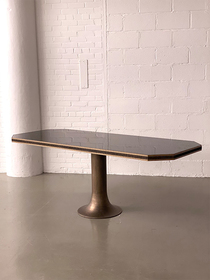 Cross hatch with bronze pedestal table-210-xxx